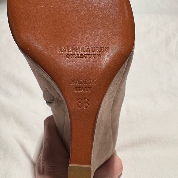 Taupe suede Ralph Lauren Collection wedge bootie - Picture 5 of 5